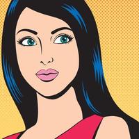 faccia di donna fumetto, stile pop art vettore