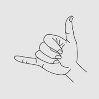 disegno dell'illustrazione della chiamata del gesto di simbolo del segno della mano vettore