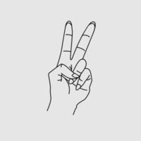 disegno dell'illustrazione di simbolo del segno di pace di gesto della mano vettore
