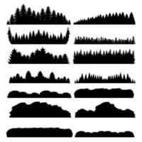 collezione di set di silhouette per la linea degli alberi vettore