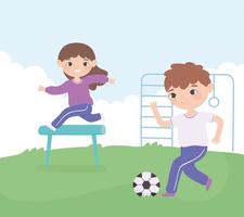 sport per bambini nel parco vettore