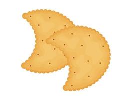 cracker a forma di luna. due cracker. illustrazione di cibo, snack. snack salutare. vettore