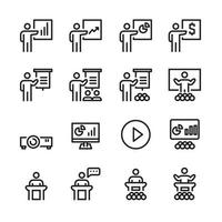 icone di formazione aziendale, simbolo perfetto design semplice impostato per l'utilizzo nel sito web infografica logo report, linea icona illustrazione vettoriale