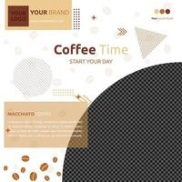 spazio fotografico per la promozione online del modello di post sui social media del caffè del caffè vettore