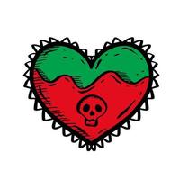 illustrazione di vettore del cuore del veleno di amore disegnato a mano