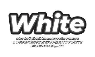 script bianco e nero ombra effetto testo 3d o effetto carattere vettore