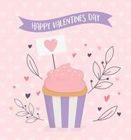 buon San Valentino, dolce cupcake cuori amore sfondo vettore