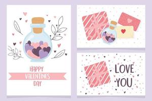 buon san valentino, cuori d'amore carte regalo romantiche vettore
