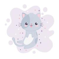 kawaii cartone animato felice espressione gatto con la lingua fuori vettore