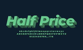 effetto font 3d verde scuro o design effetto testo vettore