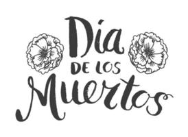 dia de los muertos, poster di vettore del giorno dei morti o carta con illustrazione di lettere di testo in spagnolo. disegnato a mano