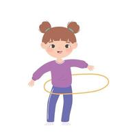 ragazza che gioca con l'hula hoop vettore