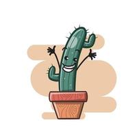 mascotte divertente del fumetto del cactus vettore