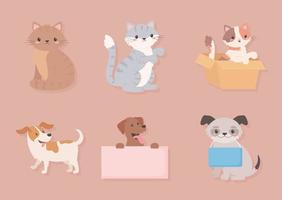 set di icone di adozione di animali domestici vettore