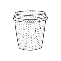 icona della tazza di caffè disegnata a mano in stile doodle. icona del vettore della tazza di caffè del fumetto per il web design isolato su priorità bassa bianca.