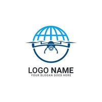design del logo del drone aereo volante. design del logo modificabile