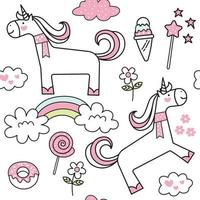 cartone animato carino unicorno senza cuciture vettore
