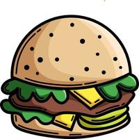 illustrazione di un gustoso hamburger che ha tutto. vettore