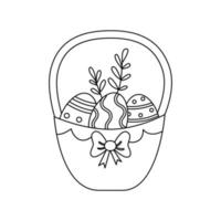 illustrazione vettoriale del cestino di pasqua in stile doodle isolato.