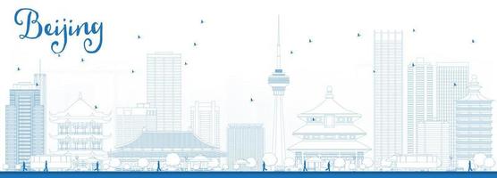 delineare lo skyline di pechino con edifici blu. vettore