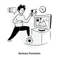 persona con megafono, illustrazione disegnata a mano di promozione aziendale vettore
