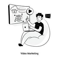 un'illustrazione disegnata a mano alla moda del marketing video vettore