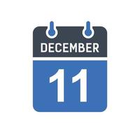 icona della data del calendario dell'11 dicembre vettore