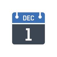 icona della data del calendario del 1 dicembre vettore