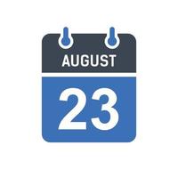 icona della data del calendario del 23 agosto vettore