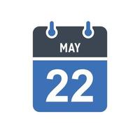 icona della data del calendario del 22 maggio vettore