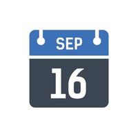 16 settembre data del mese calendario vettore