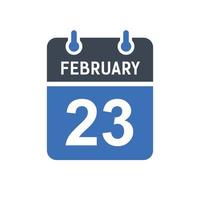icona della data del calendario del 23 febbraio vettore