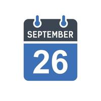 icona della data del calendario del 1 settembre vettore