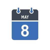 icona della data del calendario dell'8 maggio vettore