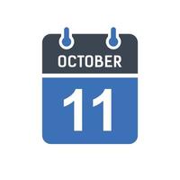 icona della data del calendario dell'11 ottobre, icona della data dell'evento, data del calendario, design dell'icona vettore