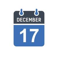 icona della data del calendario del 17 dicembre vettore
