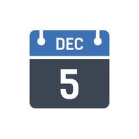 5 dicembre data del mese calendario vettore