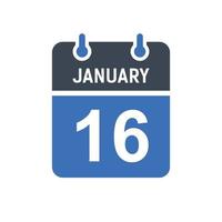 icona della data del calendario del 16 gennaio vettore