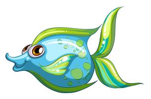 Un grande pesce azzurro con una coda colorata a strisce vettore