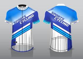 design della maglia per il ciclismo, vista frontale e posteriore e facile da modificare e stampare su tessuto, abbigliamento sportivo per squadre di ciclismo vettore