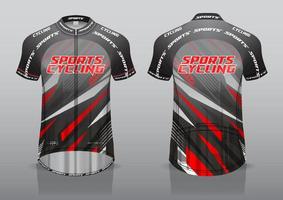 disegno del modello di ciclismo in jersey vista anteriore e posteriore dell'uniforme della t-shirt vettore