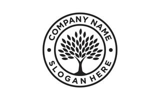 albero timbro sigillo emblema quercia banyan acero logo disegno vettoriale