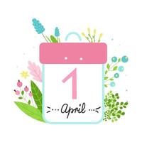 l'inizio del mese. 1 Aprile. concetto di calendario. illustrazione vettoriale per la progettazione di blog, la progettazione di gruppi sociali, la motivazione