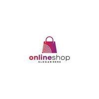 logo per negozio online con rete sulla shopping bag vettore