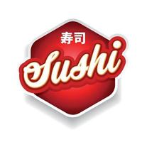 sushi segno etichetta vintage rosso vettore