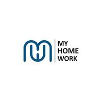 illustrazione delle iniziali m, h, w, logo lavoro a casa. adatto per le aziende che utilizzano sistemi di lavoro online da casa o per i lavoratori che hanno un'attività in proprio a casa. logo di progettazione grafica vettoriale