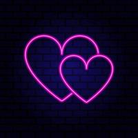 cuore di due amanti del neon. illustrazione vettoriale. vettore