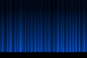 chiuso sfondo di scena tenda blu di lusso setoso. tendaggi in tessuto teatrale. illustrazione eps gradiente vettoriale