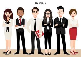 personaggio dei cartoni animati con gruppo di affari o persone concettuali di leadership. illustrazione vettoriale in stile cartone animato.