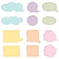 Set di bolle di discorso. Icona della chat. Foglio di carta per gli elementi del telaio della nota vettore